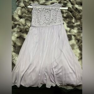 David's Bridal Lavender Lace Bodice Chiffon Dress